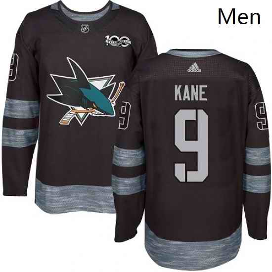 Mens Adidas San Jose Sharks 9 Evander Kane Authentic Black 1917 2017 100th Anniversary NHL Jersey